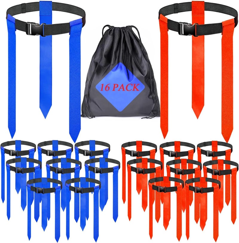 Unixing 16 Sets Flag Football Belts, Adjustable Flag Football Set with Flags and Belt Training Flag Football Flags with Storage Bags - Image 1